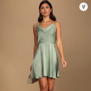 Sage Green Satin Dress